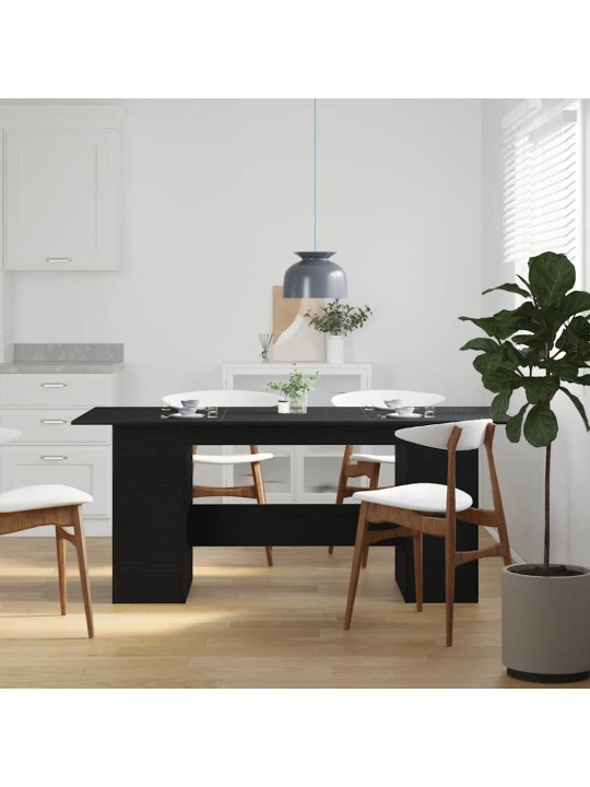 Ruokapöytä musta tammi 180x90x76 cm tekninen puu