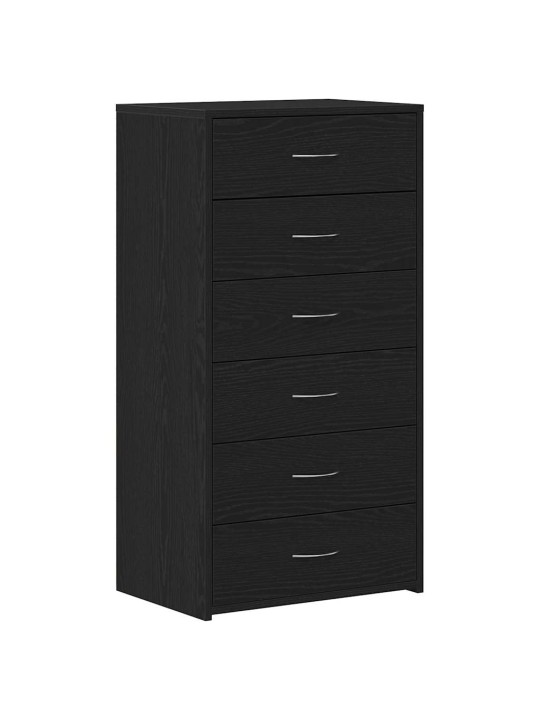 Lipasto 6 vetolaatikolla musta tammi 50x34x96 cm tekninen puu