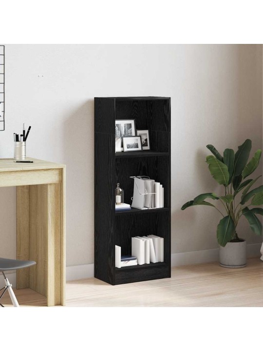 Kirjahylly musta tammi 40x24x109 cm tekninen puu