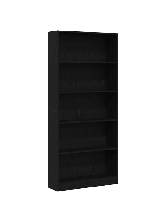 Kirjahylly musta tammi 80x24x176 cm tekninen puu