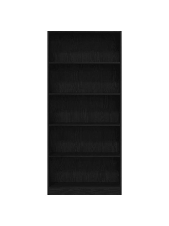 Kirjahylly musta tammi 80x24x176 cm tekninen puu