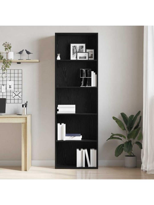 Kirjahylly musta tammi 60x30x189 cm tekninen puu