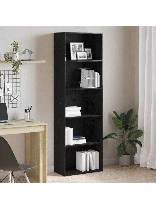 Kirjahylly musta tammi 60x30x189 cm tekninen puu