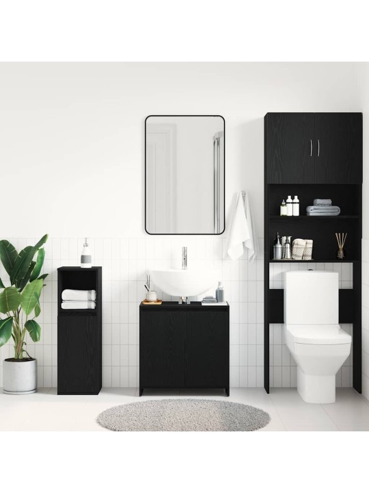 Kylpyhuonekaappi musta tammi 60x33x60 cm engineered wood