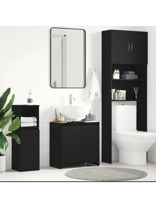 Kylpyhuonekaappi musta tammi 60x33x60 cm engineered wood