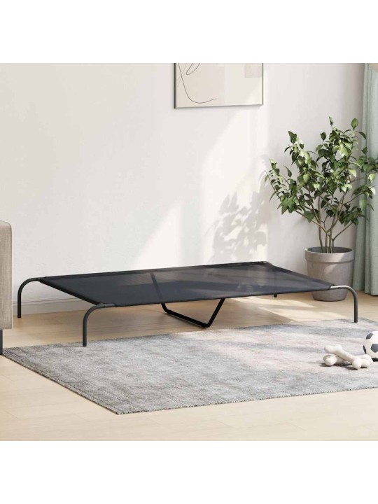 Korotettu koiransänky musta 150x90x20 cm tekstiili ja teräs