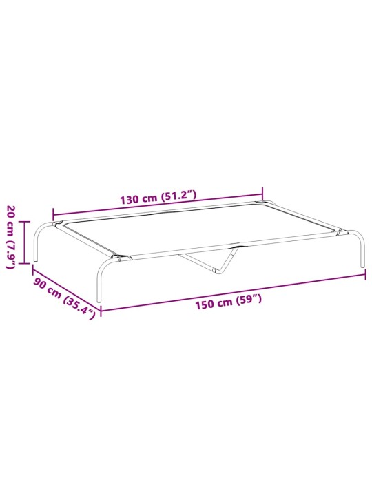 Korotettu koiransänky musta 150x90x20 cm tekstiili ja teräs