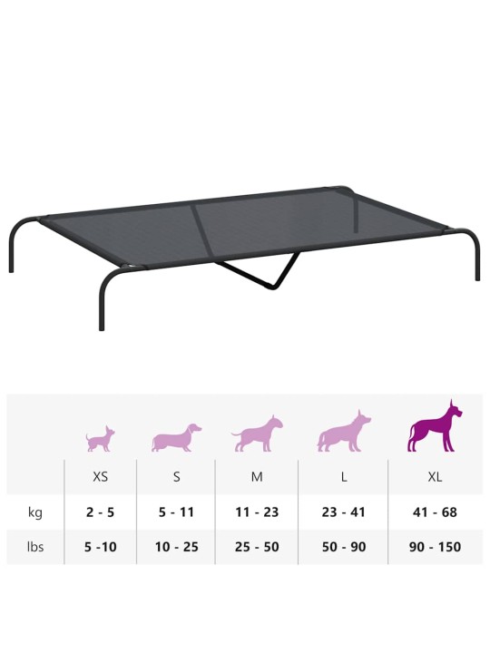 Korotettu koiransänky musta 150x90x20 cm tekstiili ja teräs