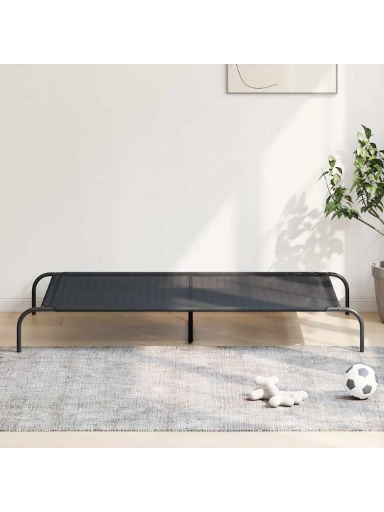 Korotettu koiransänky musta 150x90x20 cm tekstiili ja teräs
