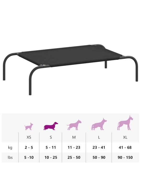 Korotettu koiransänky musta 90x50x20 cm oxford kangas ja teräs