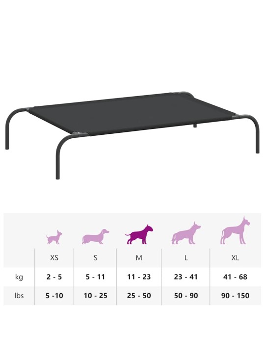 Korotettu koiransänky musta 110x65x20 cm oxford kangas ja teräs