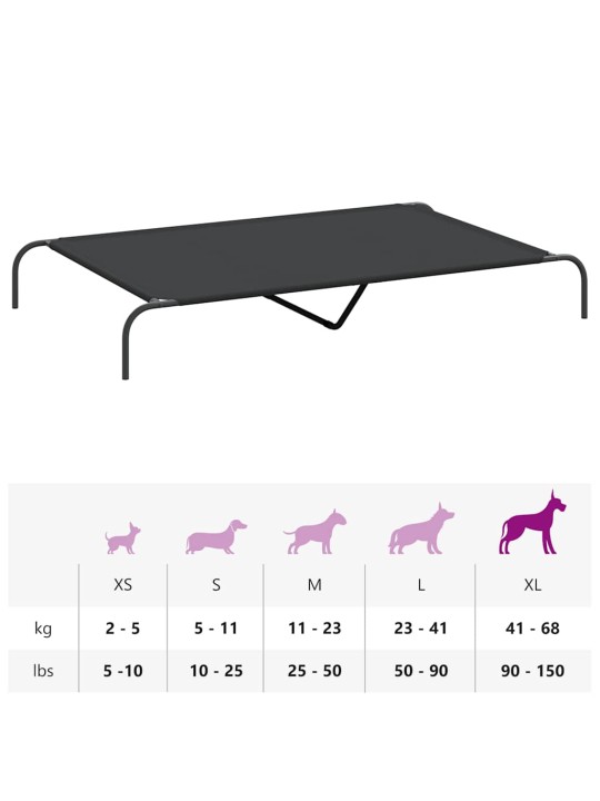 Korotettu koiransänky musta 150x90x20 cm oxford kangas ja teräs
