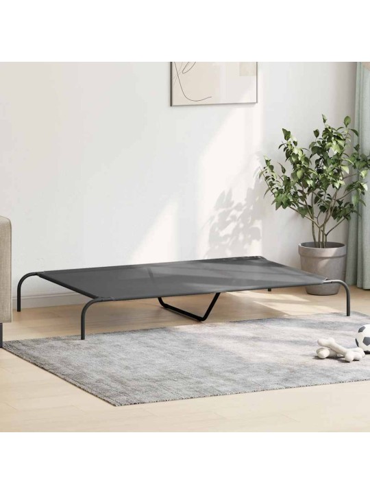 Korotettu koiransänky harmaa 150x90x20 cm tekstiili ja teräs
