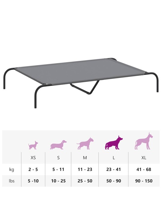 Korotettu koiransänky harmaa 130x80x20 cm oxford kangas teräs