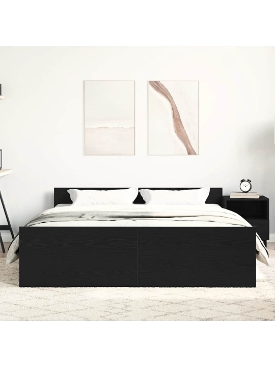 Sängynrunko ilman patjaa musta tammi 160x200 cm tekninen puu