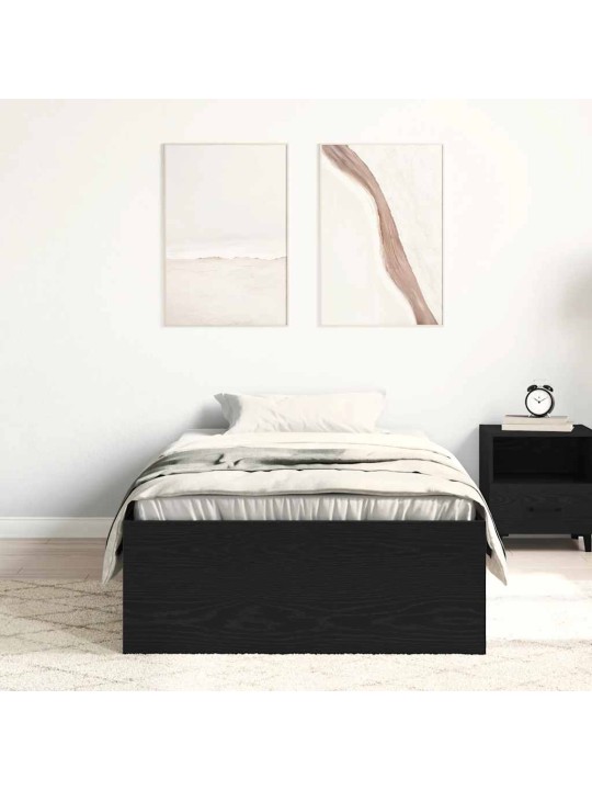 Sängynrunko ilman patjaa musta tammi 100x200 cm tekninen puu