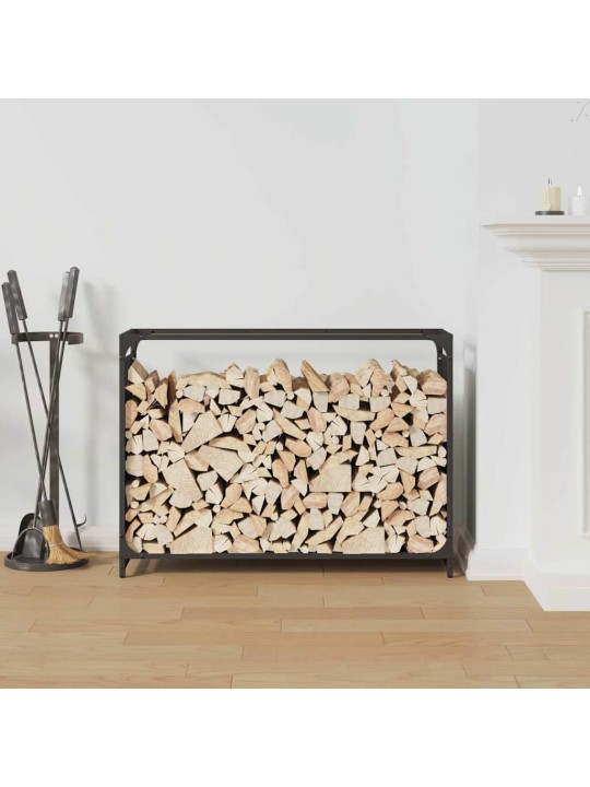 Polttopuuteline musta 90x28x65 cm kylmävalssattu teräs