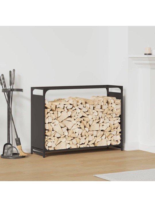 Polttopuuteline musta 90x28x65 cm kylmävalssattu teräs