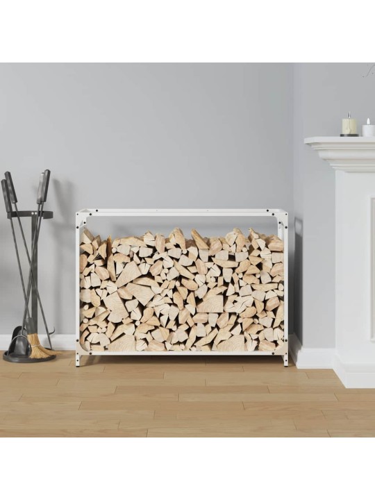 Polttopuuteline valkoinen 90x28x65 cm kylmävalssattu teräs