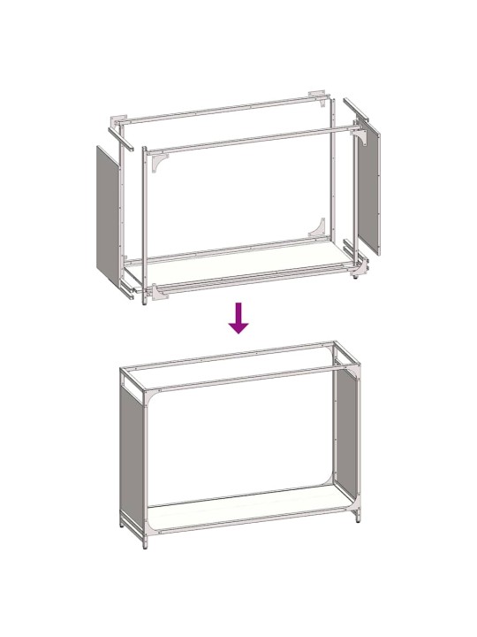 Polttopuuteline antrasiitti 90x28x65 cm kylmävalssattu teräs