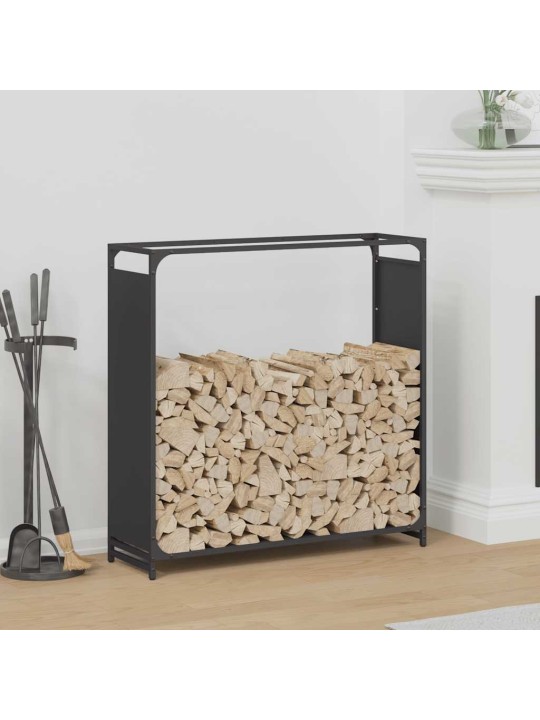Polttopuuteline musta 90x28x90 cm kylmävalssattua terästä