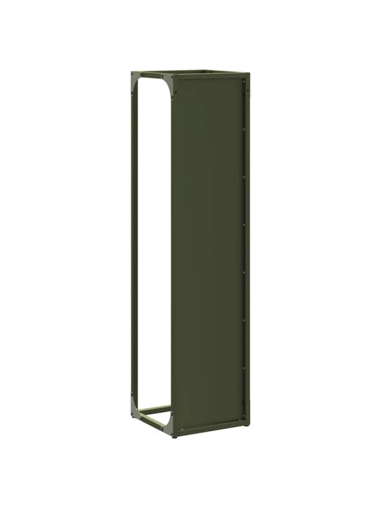Polttopuuteline oliivinvihreä 25x25x100 cm kylmävalssattu teräs