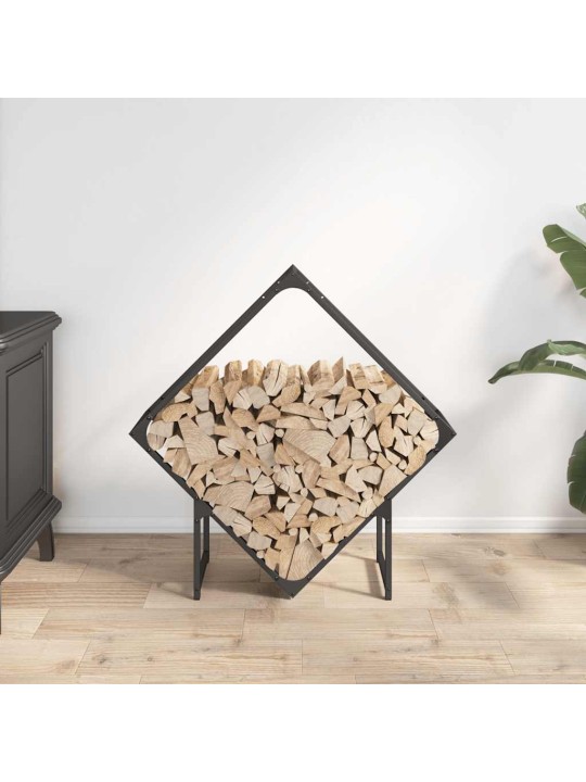 Polttopuuteline musta 80x25x80 cm kylmävalssattua terästä