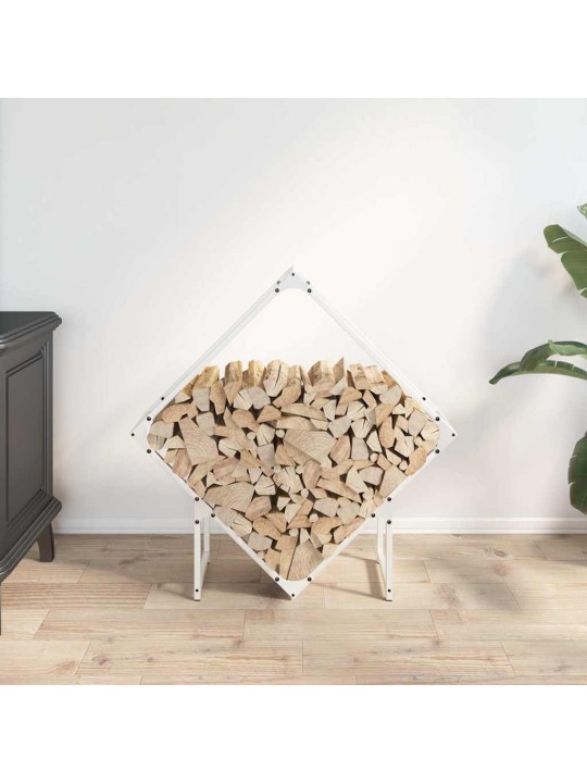 Polttopuuteline valkoinen 80x25x80 cm kylmävalssattua terästä