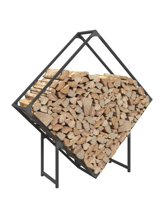 Polttopuuteline musta 100x25x100 cm kylmävalssattua terästä