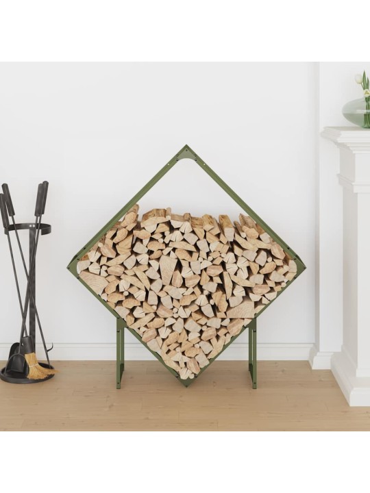 Polttopuut oliivinvihreä 100x25x100 cm kylmävalssattu teräs