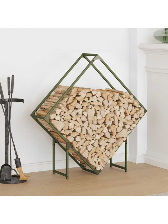 Polttopuut oliivinvihreä 100x25x100 cm kylmävalssattu teräs