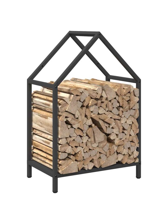 Polttopuuteline musta 40x25x60 cm kylmävalssattua terästä