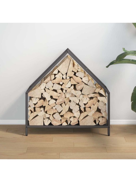 Polttopuuteline musta 60x25x60 cm kylmävalssattua terästä