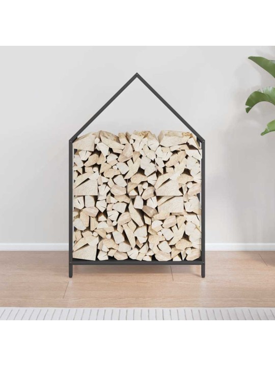 Polttopuuteline musta 60x25x90 cm kylmävalssattua terästä