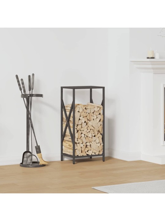 Polttopuuteline musta 34x25x70 cm kylmävalssattua terästä