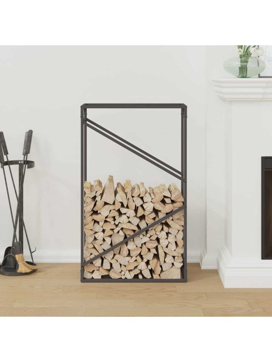 Polttopuuteline musta 60x25x100 cm kylmävalssattua terästä