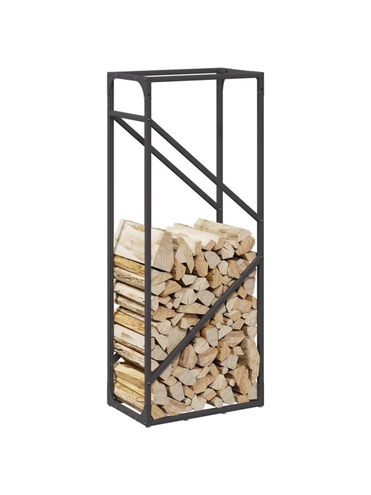 Polttopuuteline musta 40x25x100 cm kylmävalssattua terästä