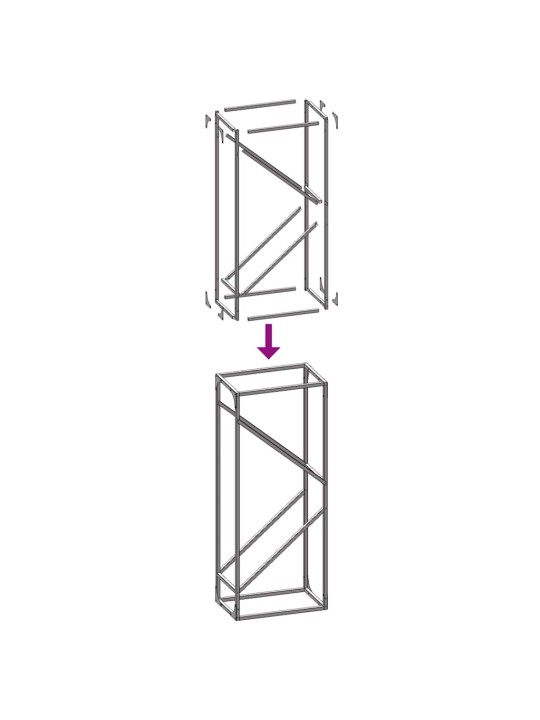 Polttopuuteline musta 40x25x100 cm kylmävalssattua terästä