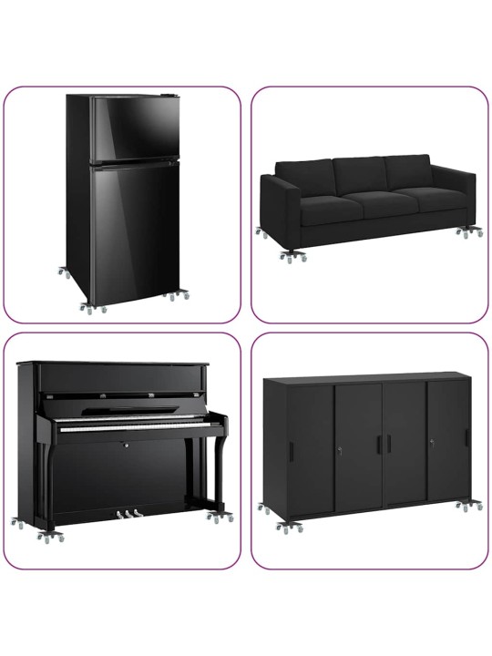 Huonekalurullat 4 kpl nostimella 13,5x13,5x6 cm Teräs 1300 kg