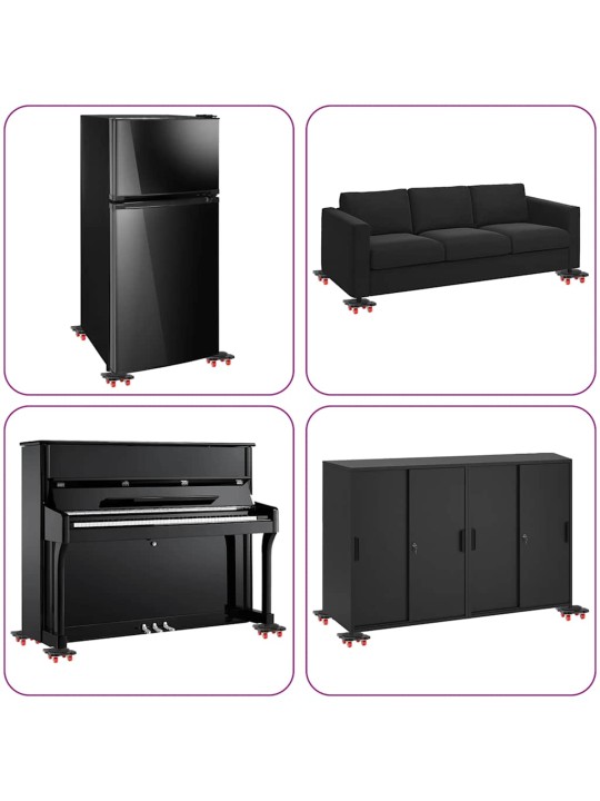 Huonekalurullat 4 kpl nostimella musta 13,5x13,5x4,2 cm 300 kg
