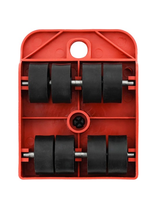 Huonekalurullat 8 kpl nostimilla punainen 9,8x7,5x3 cm 150 kg