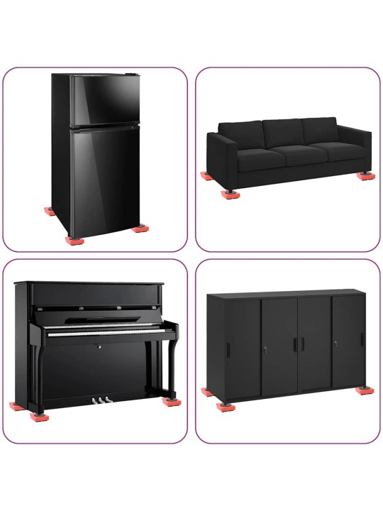 Huonekalurullat 8 kpl nostimilla punainen 9,8x7,5x3 cm 150 kg
