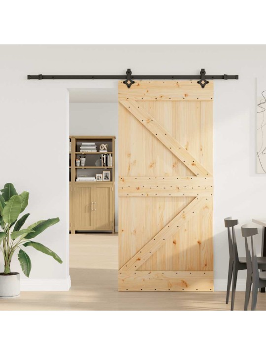 Liukuovi asennustarvikkeineen 90x210 cm täysi mänty
