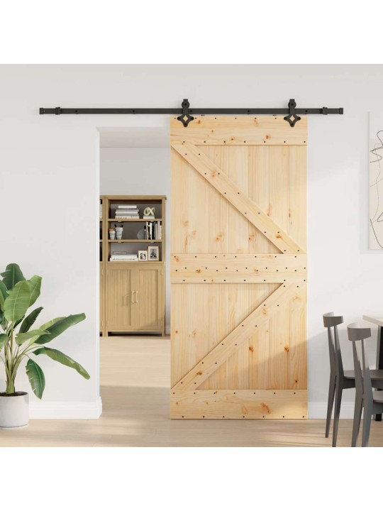 Liukuovi asennustarvikkeineen 100x210 cm täysi mänty