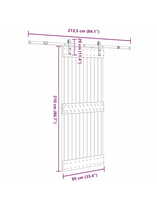 Liukuovi asennustarvikkeineen 85x210 cm täysi mänty