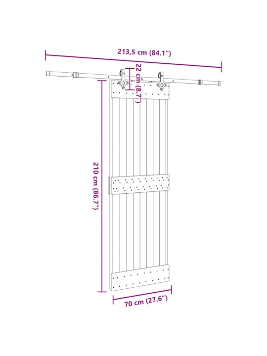 Liukuovi asennustarvikkeineen 70x210 cm täysi mänty