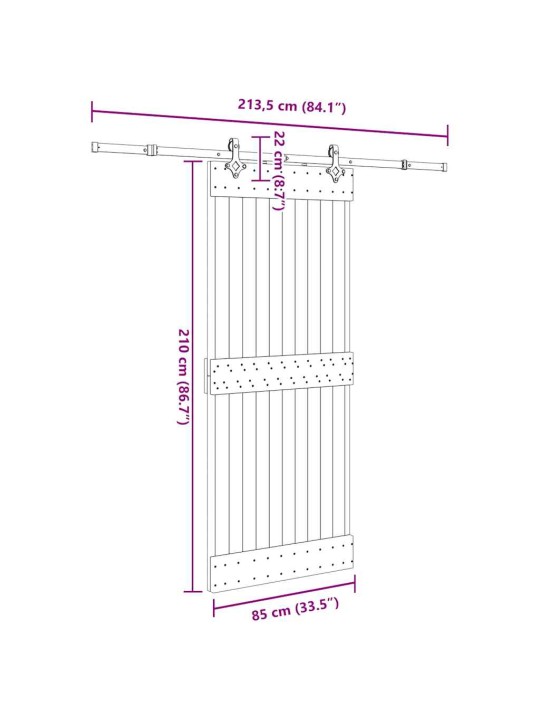Liukuovi asennustarvikkeineen 85x210 cm täysi mänty