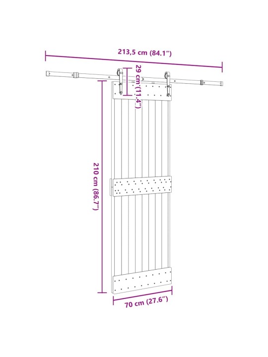 Liukuovi asennustarvikkeineen 70x210 cm täysi mänty