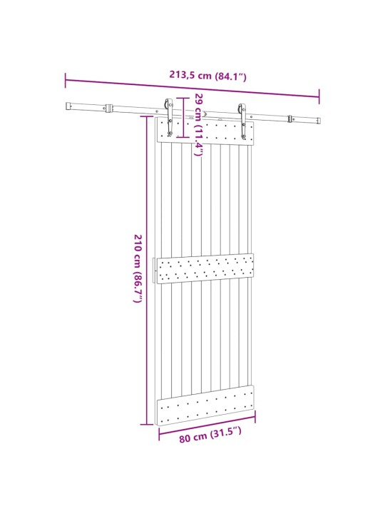 Liukuovi asennustarvikkeineen 80x210 cm täysi mänty