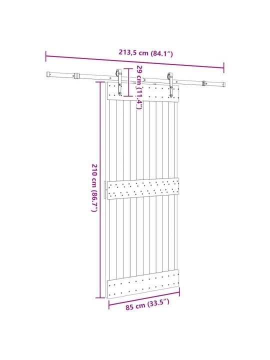 Liukuovi asennustarvikkeineen 85x210 cm täysi mänty